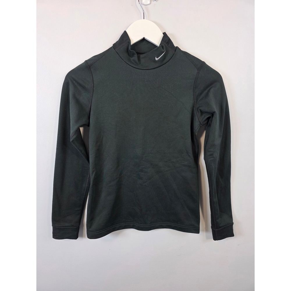 Nike Fit Dry Womens Black Mock Neck Long Sleeve Fleece Lined Training Top Small